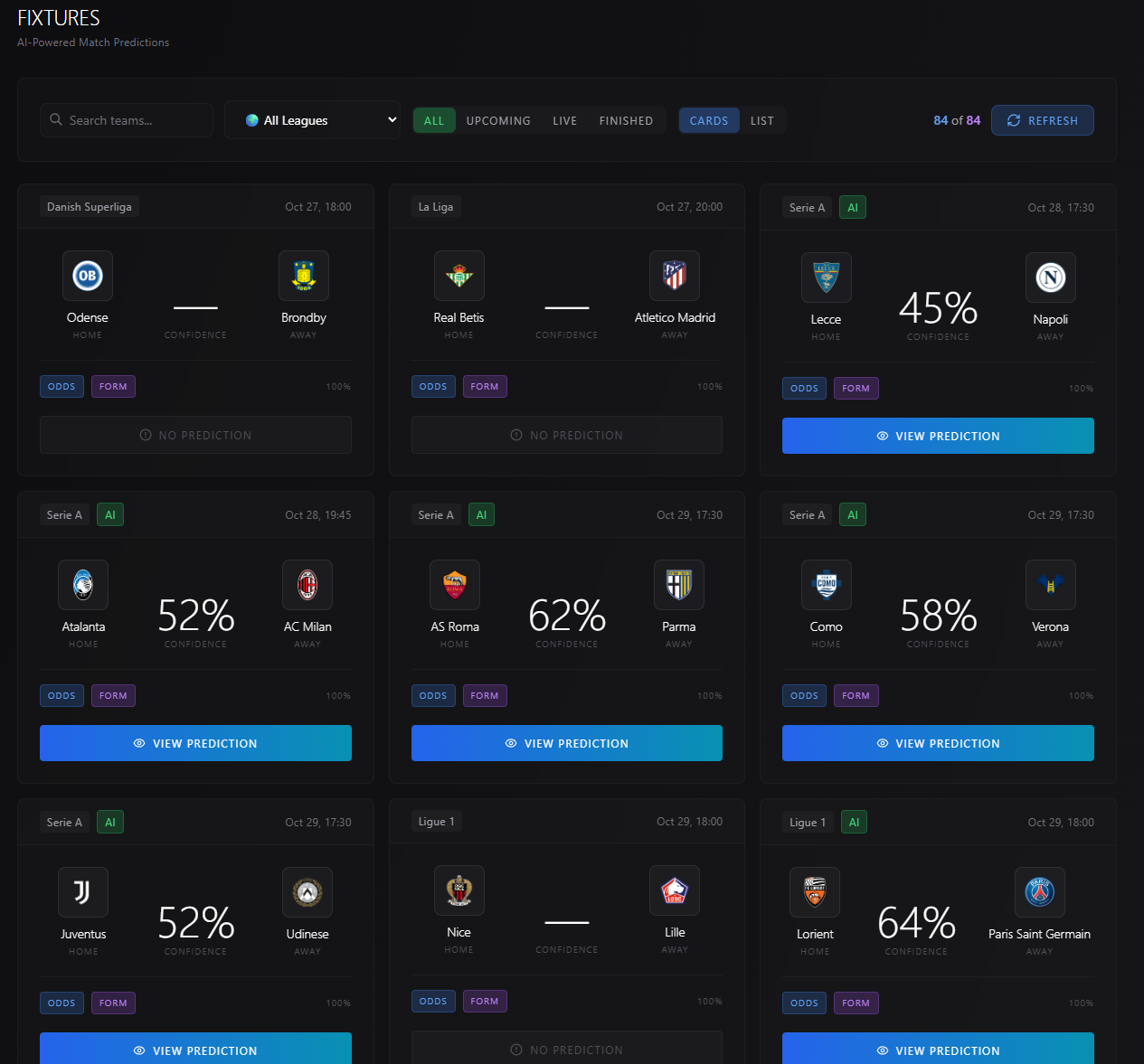 BettingBrainAI Dashboard